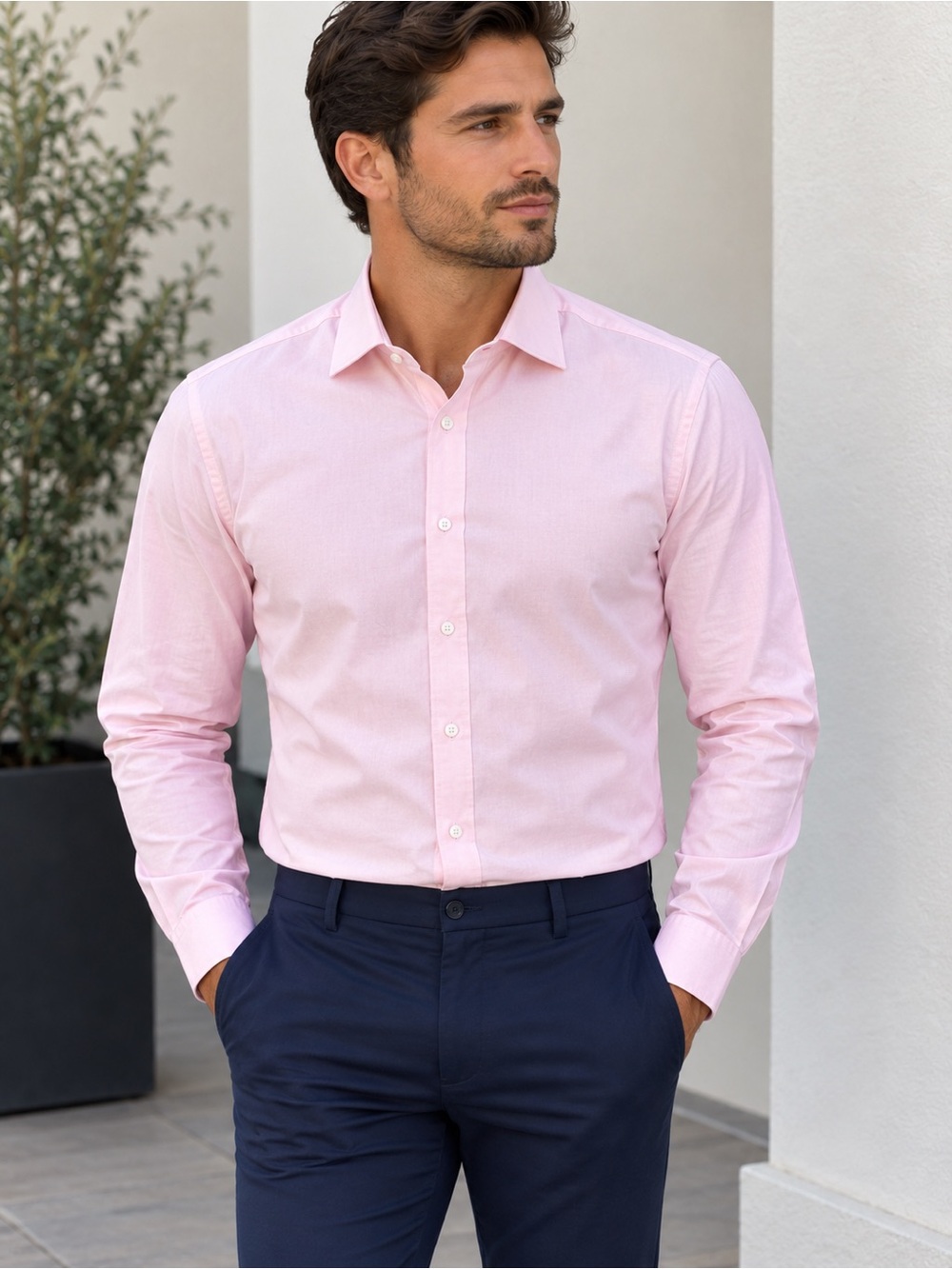 Michael Kors Slim Fit Light Pink Dress Shirt